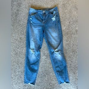 High rise skinny distressed jeans size 11